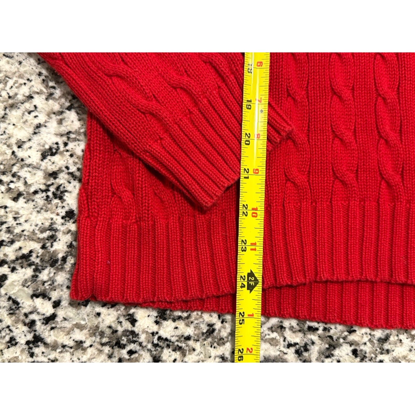 Ralph Lauren VINTAGE Ralph Lauren Sport Sweater XL Red Chunky Cable Knit V-Neck Long Sleeve Preppy Womens Size XL / US 12-14 / IT 48-50 - 4 Thumbnail