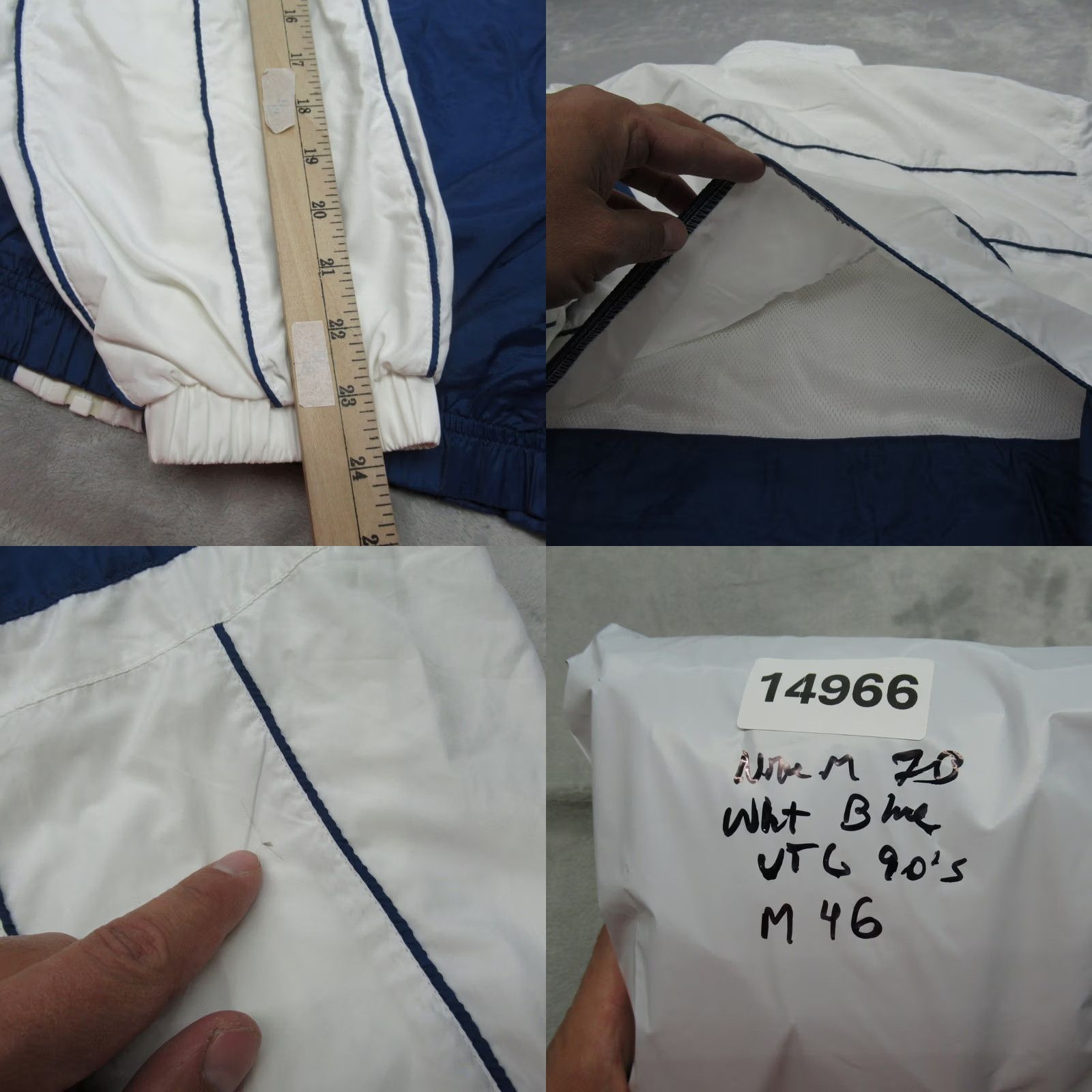 Nike VINTAGE Nike Jacket Mens Large White Blue Pockets Full Zip Track Windbreaker VTG 90's Size US L / EU 52-54 / 3 - 9 Thumbnail