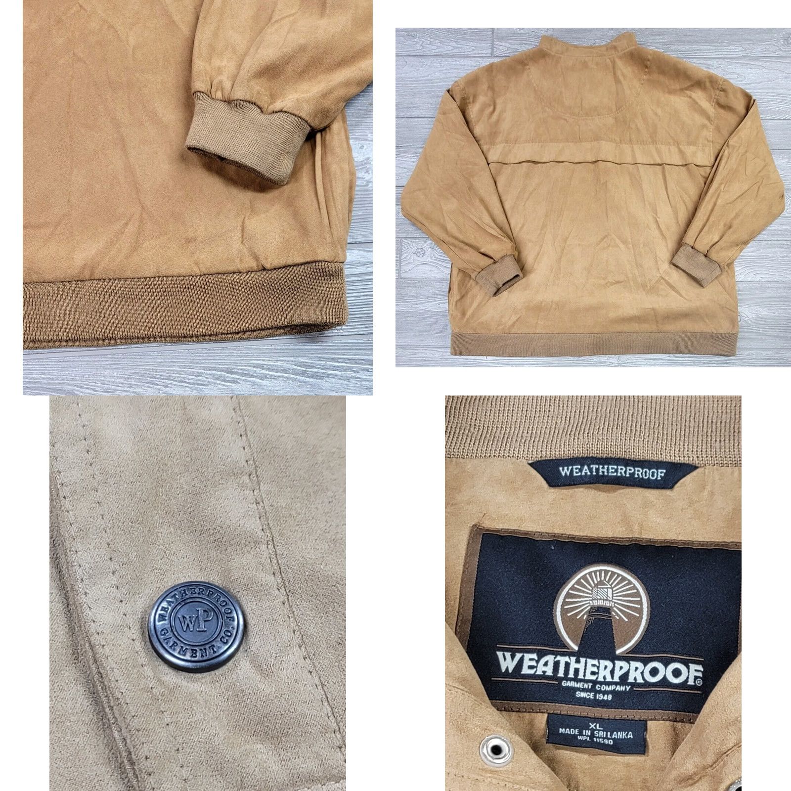 Weatherproof Weatherproof Mens Pullover Jacket 1/4 Snap Faux Suede Brown L Bomber Style Jacket Mens Size US L / EU 52-54 / 3 - 8 Thumbnail
