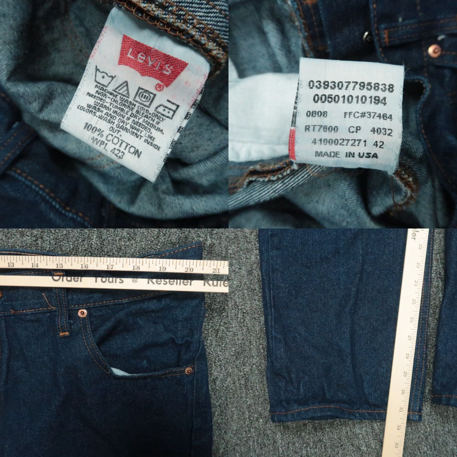 Levi's VINTAGE Levi's 501 Jeans Mens 40x31 Dark Blue Button Fly 5-Pocket Denim Cotton Regular Straight Blue Mens US 501 Series Size US 40 / EU 56 - 8 Thumbnail