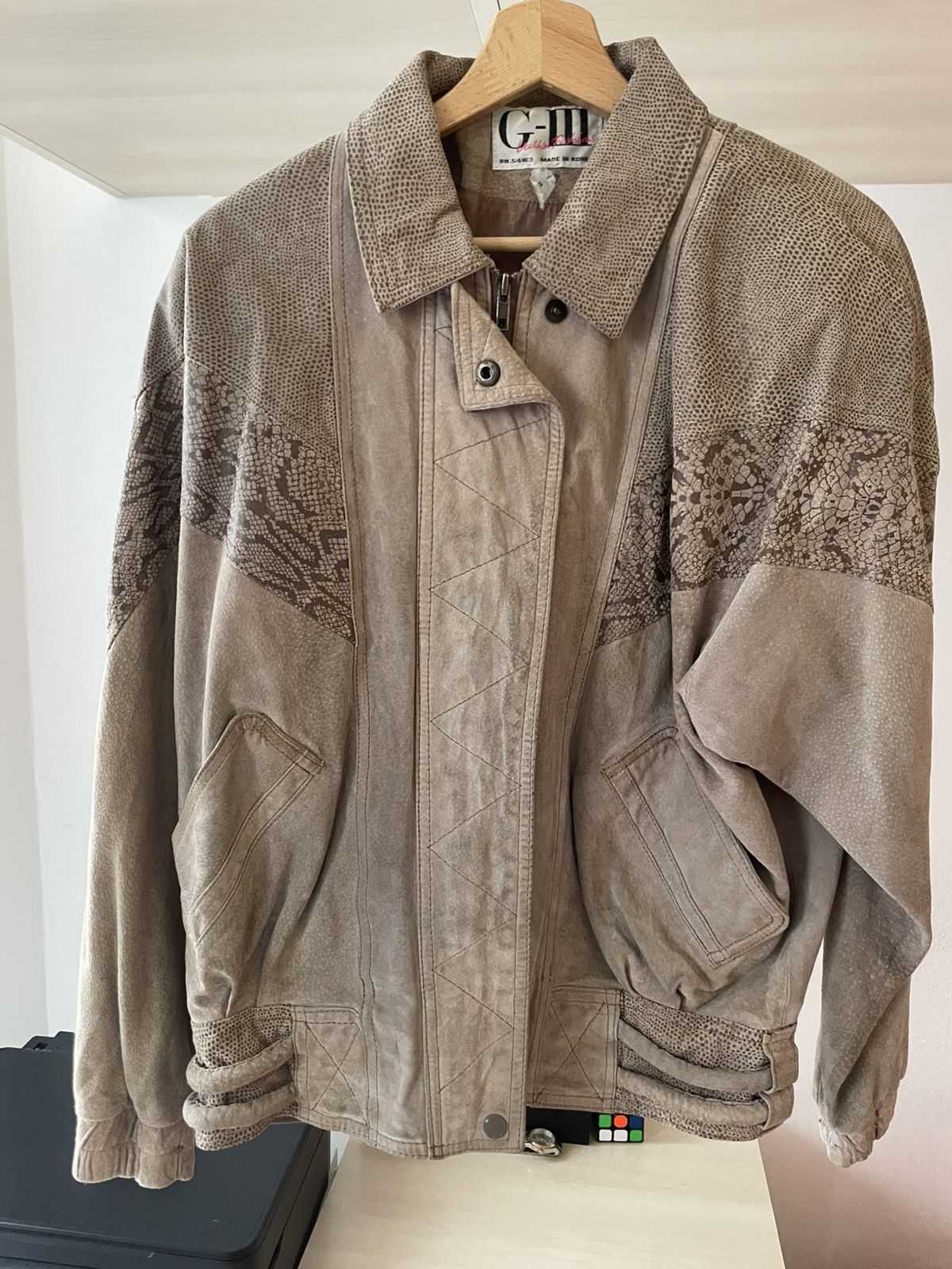 Other Grey leather jacket, snakeskin craft made in Korea Size S / US 4 / IT 40 - 1 Thumbnail