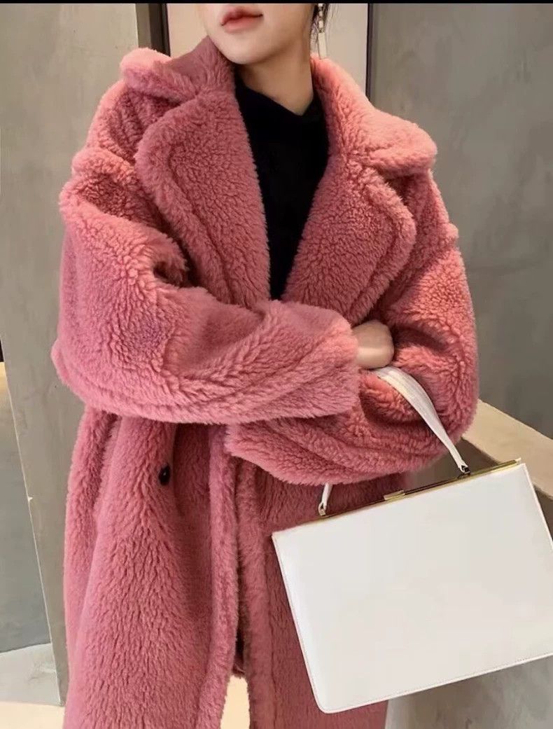 Max Mara Max Mara Pink Teddy lapel double-breasted coat Size L / US 10 / IT 46 - 9 Thumbnail