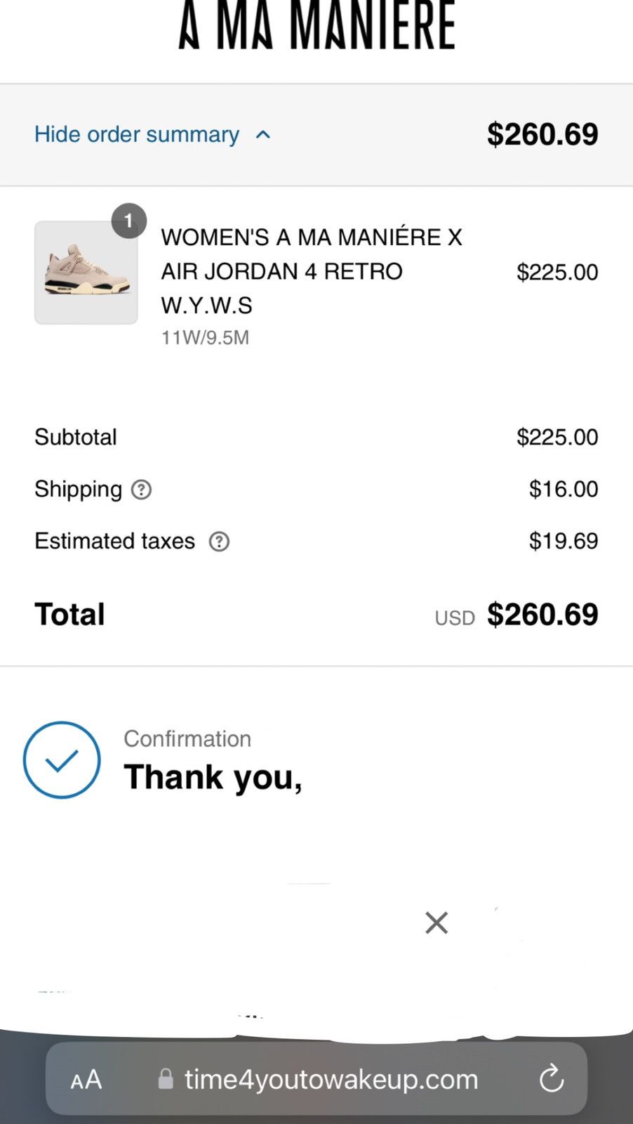 A Ma Maniere × Jordan Brand × Nike Air Jordan 4 Retro A Ma Maniére “While You Were Sleeping” Size US 9.5 / EU 42-43 - 11 Thumbnail