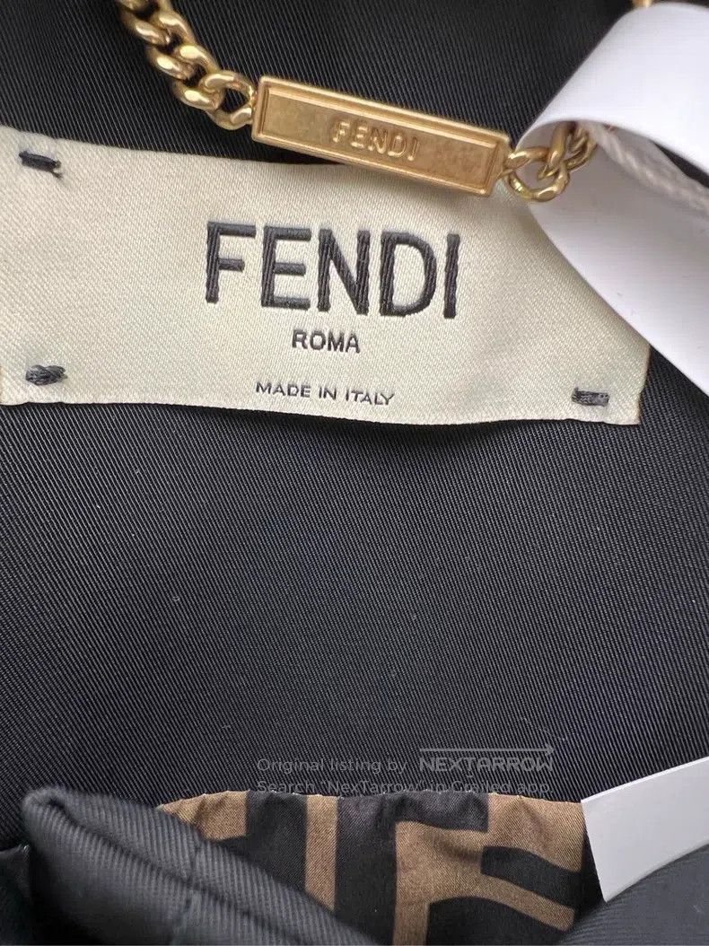 Fendi Fendi Beige Logo Shirt Collar Lamb Leather Jacket Size 4XL / US 24-26 - 4 Thumbnail