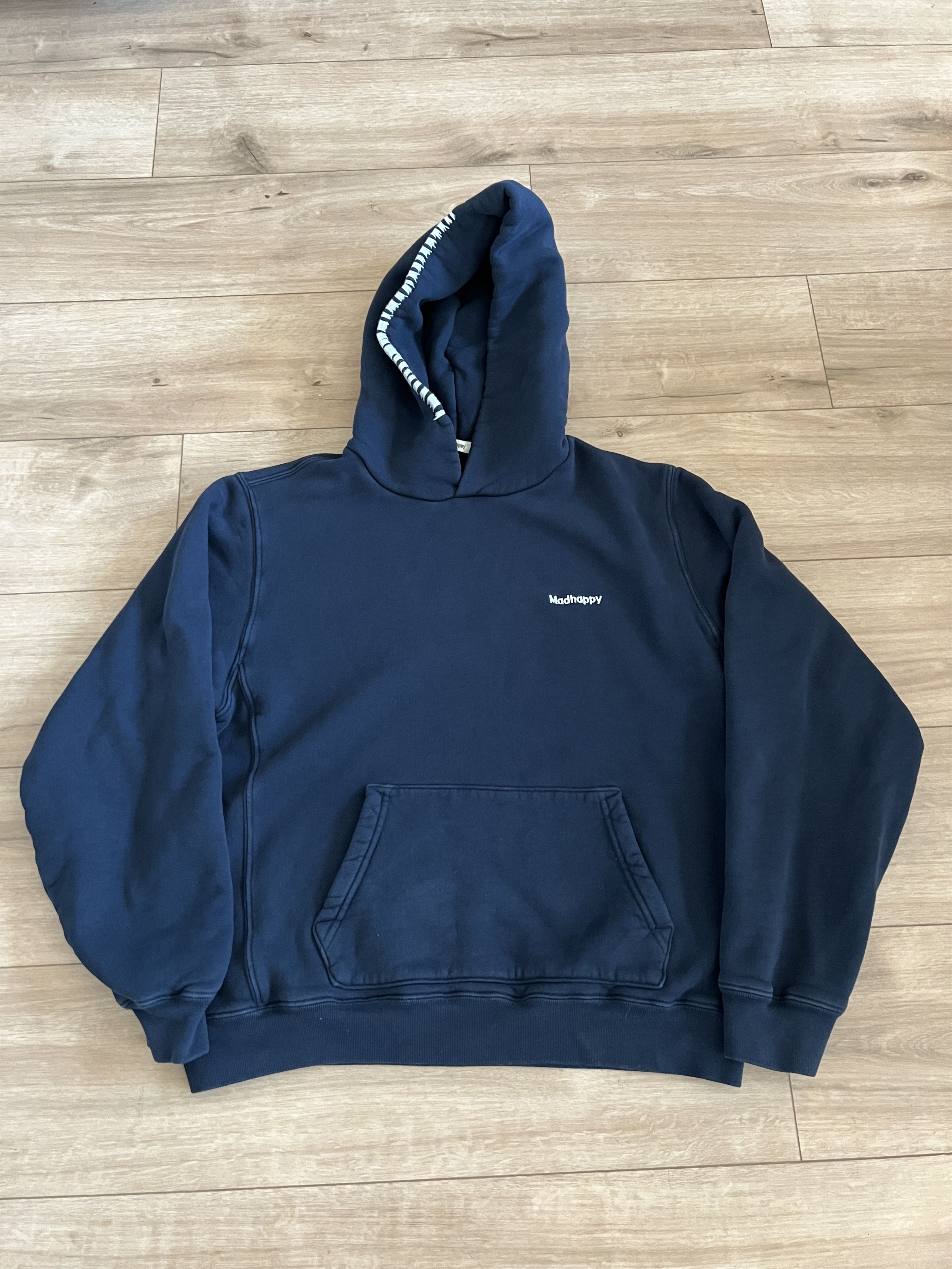Madhappy Navy Blue Hoodie Pullover Sweatshirt L Heavyweight