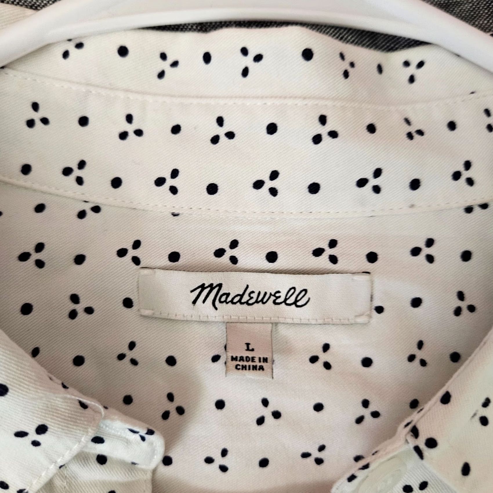 Madewell Madewell Blouse Shirt Polka Dot Button Long Sleeve White Black Multicolor Cotton Modal Women L Regular Womens Buttons Size L / US 10 / IT 46 - 6 Thumbnail