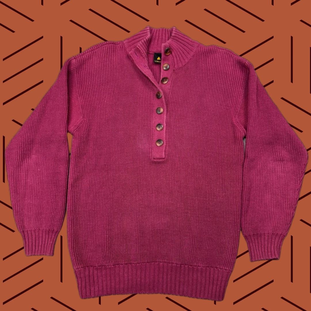 Vintage LIZSPORT Women's Sweater Henley High Neck 80s Classic Red Size S Size S / US 4 / IT 40 - 1 Thumbnail