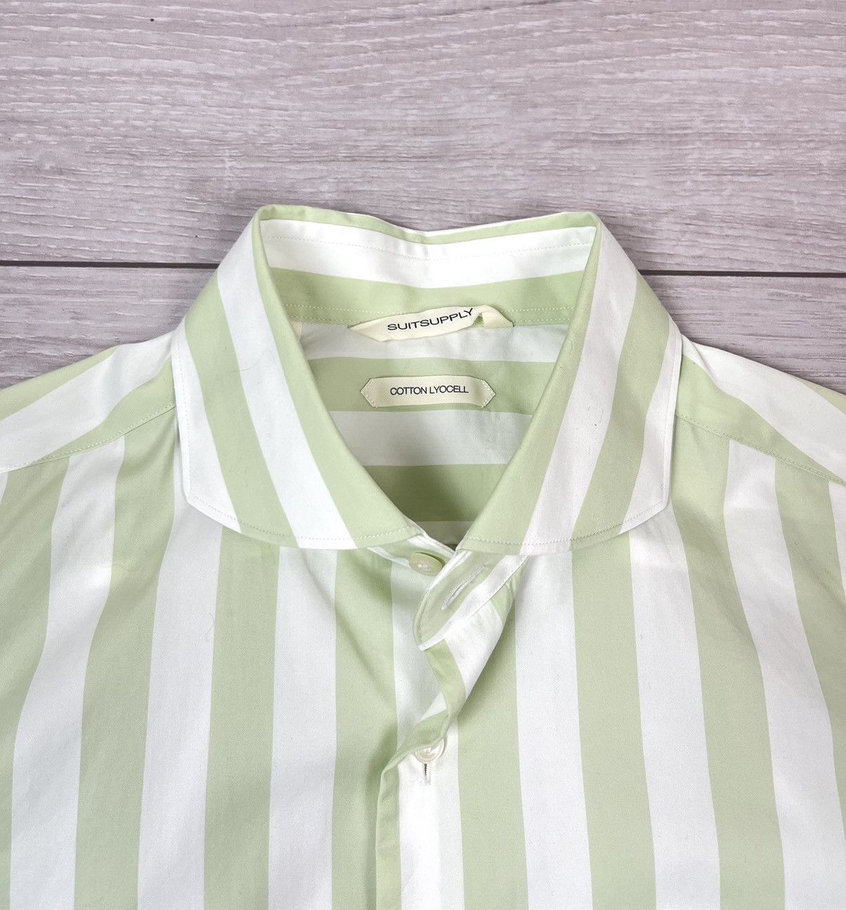 Suitsupply Suitsupply Cotton Lyocell Slim Striped Button Shirt Size US M / EU 48-50 / 2 - 6 Thumbnail