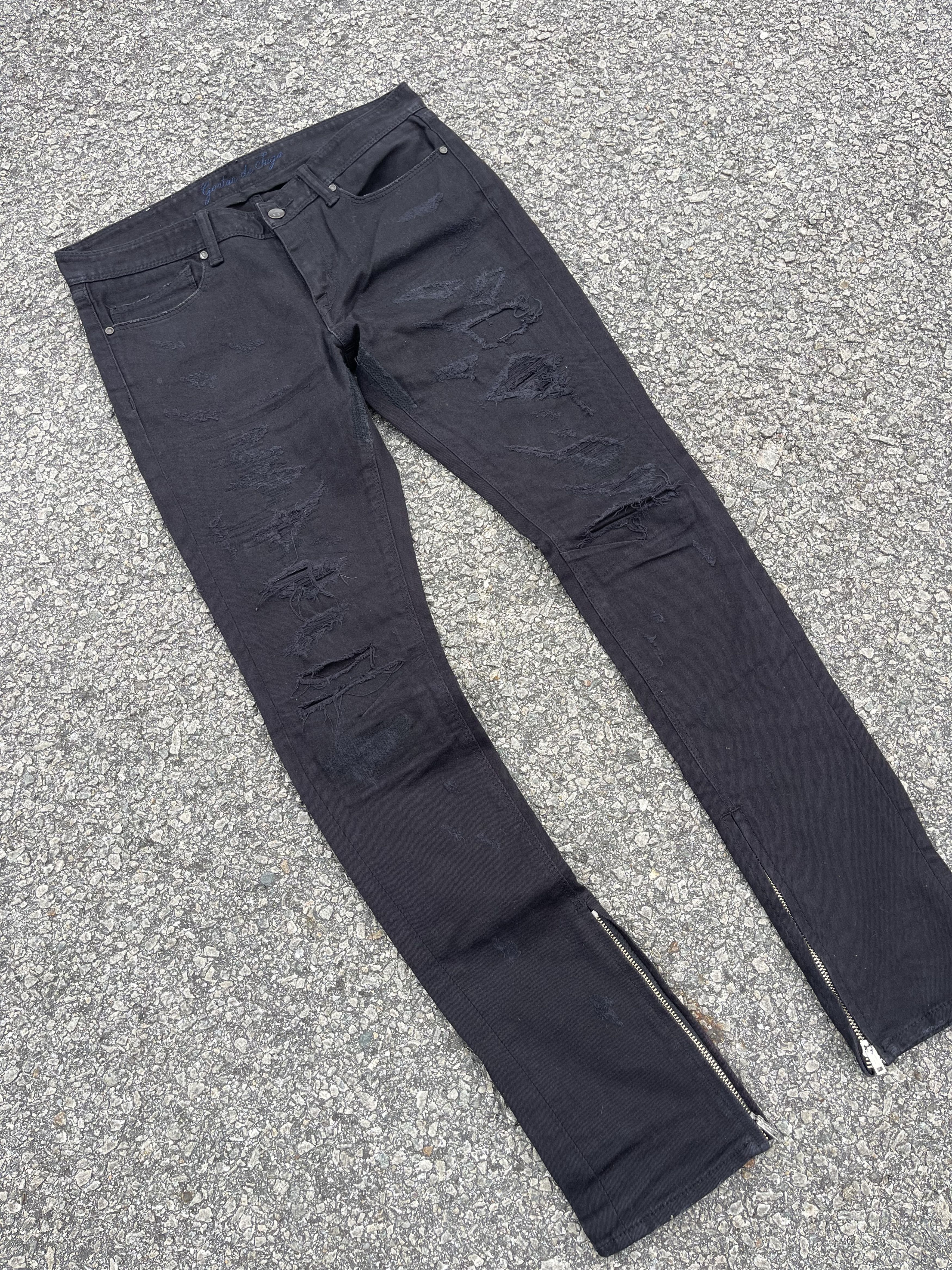 GOSTAR DE FUGA Gostar De Fuga Ripped Black Denim Skinny Outfits Size US 30 / EU 46 - 3 Thumbnail