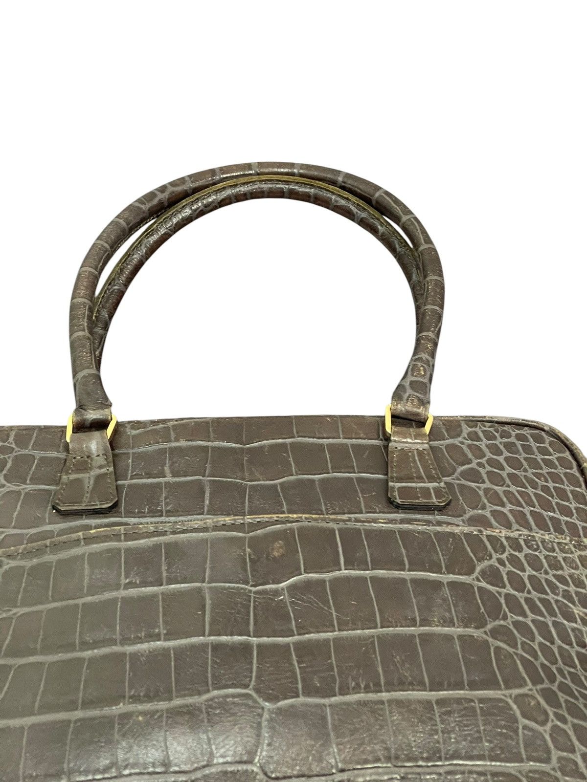 Genuine Leather Crocodile Embossed Cowhide A.D.M.J Japan Hand Bag 1🟩2 Size ONE SIZE - 18 Thumbnail