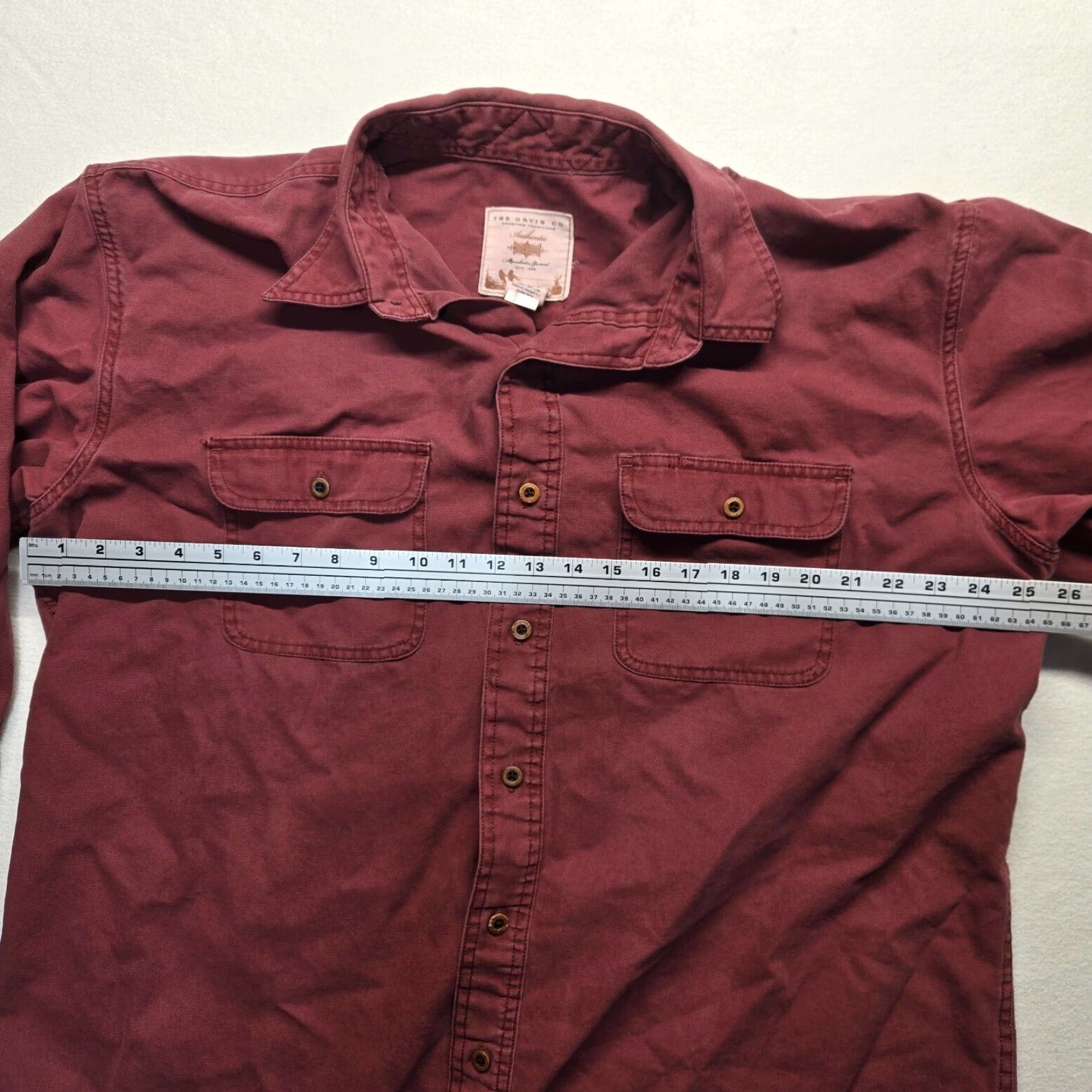 Orvis VINTAGE Orvis Heavyweight Long Sleeve Button-Up Shirt Red 100% Cotton Men Size XL Size 46R - 4 Thumbnail