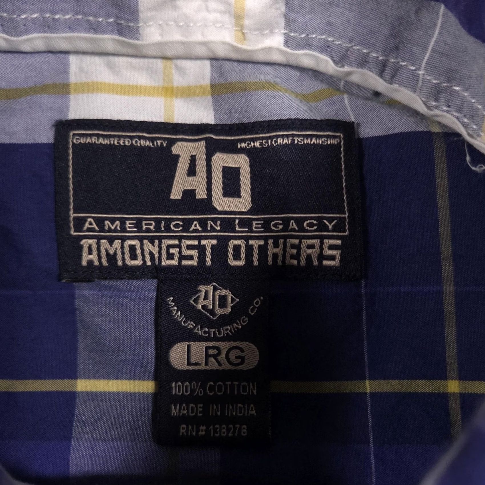 Vintage VINTAGE AO Shirt Mens Large Blue Plaid Western Snap Button Long Sleeve Cowboy Size US L / EU 52-54 / 3 - 6 Thumbnail
