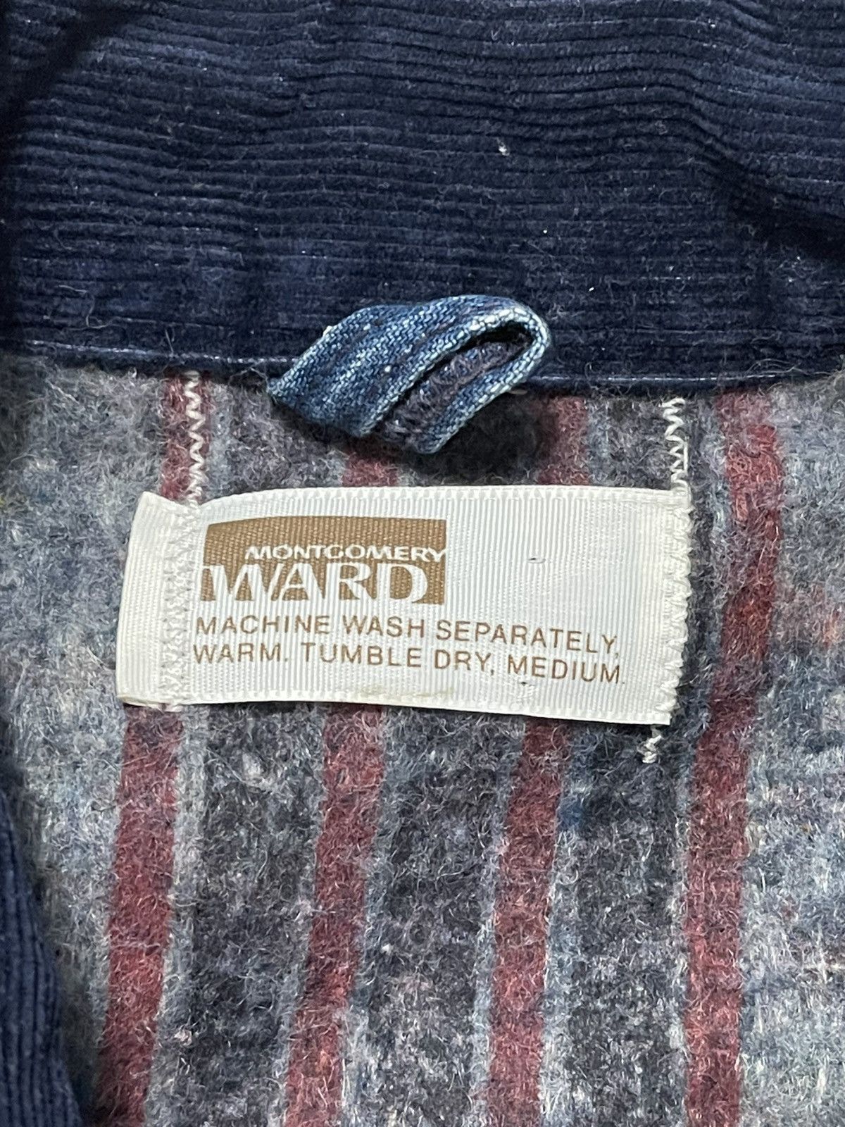 Designer × Vintage Vintage Montgomery Ward Denim Blanket Lined Worker Jacket Size US L / EU 52-54 / 3 - 4 Thumbnail