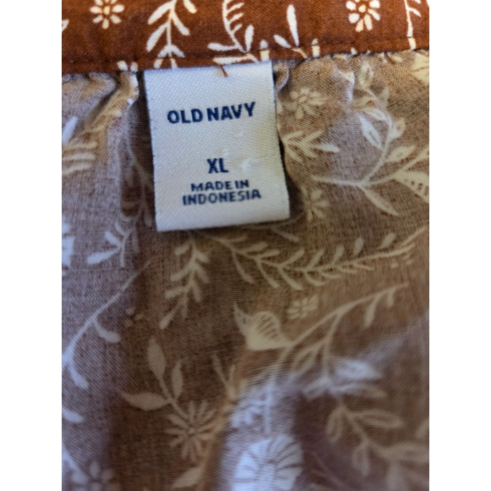 Old Navy Old Navy Blouse Shirt XL Terracotta Floral Print Bohemian Orange Rayon Long Sleeve Split Neck Womens Shirt Size XL / US 12-14 / IT 48-50 - 6 Thumbnail