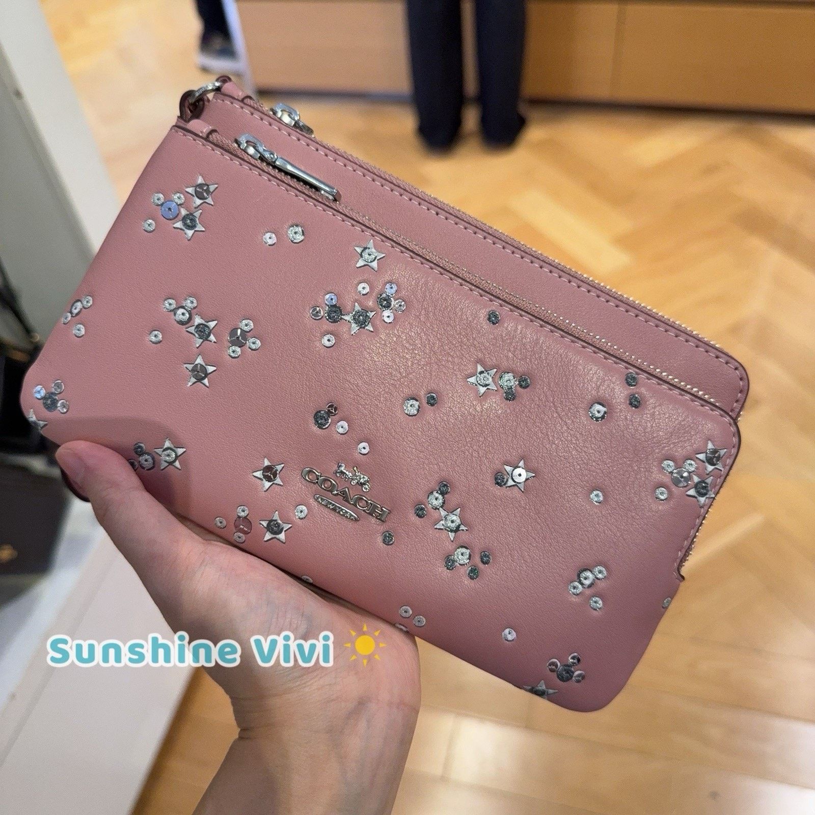 Coach NWT Coach Double Zip Wallet Star CCJ69 Silver /DUSTY PINK Size ONE SIZE - 2 Thumbnail