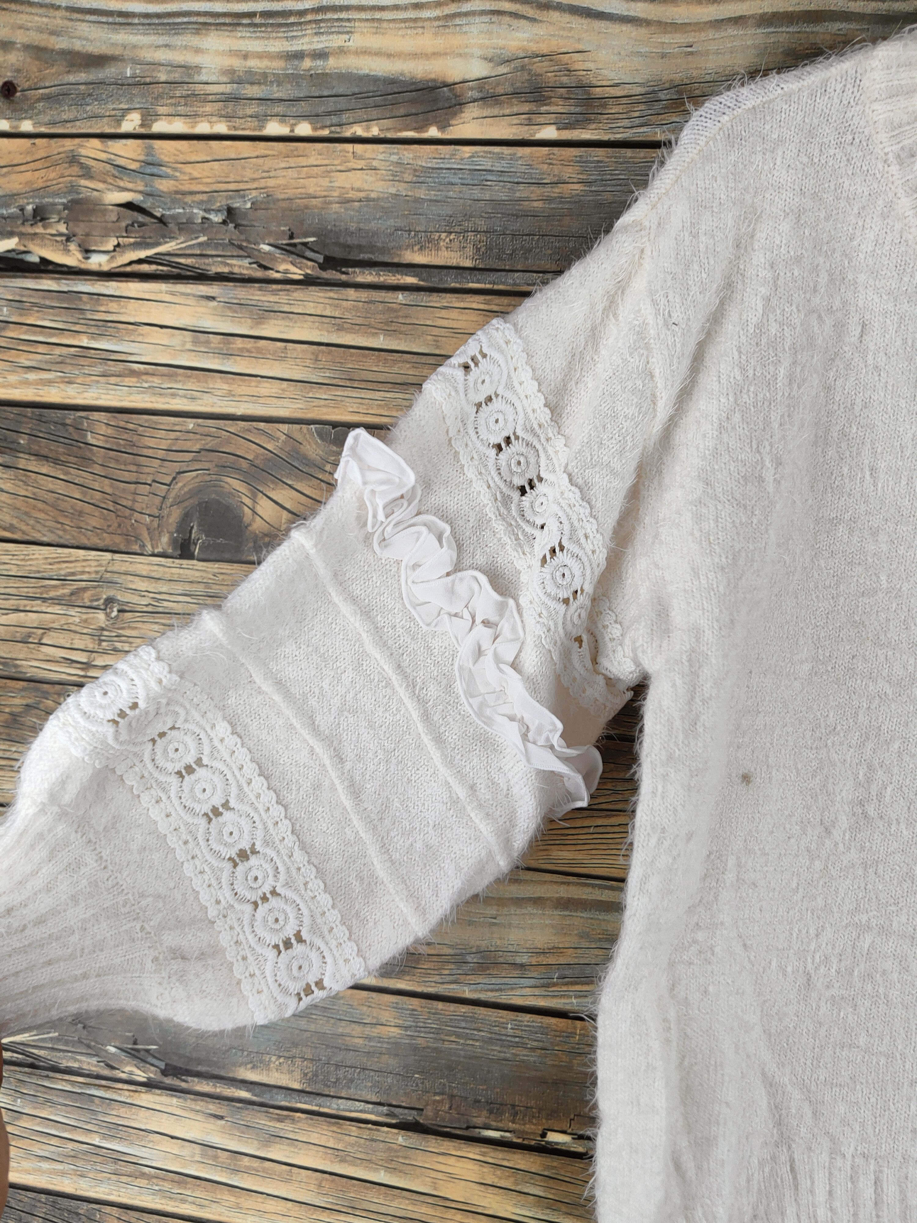 Japanese Brand DL Lilou de Chouchou Cream Fur Mohair Knitwear #46-520 Size M / US 6-8 / IT 42-44 - 3 Thumbnail