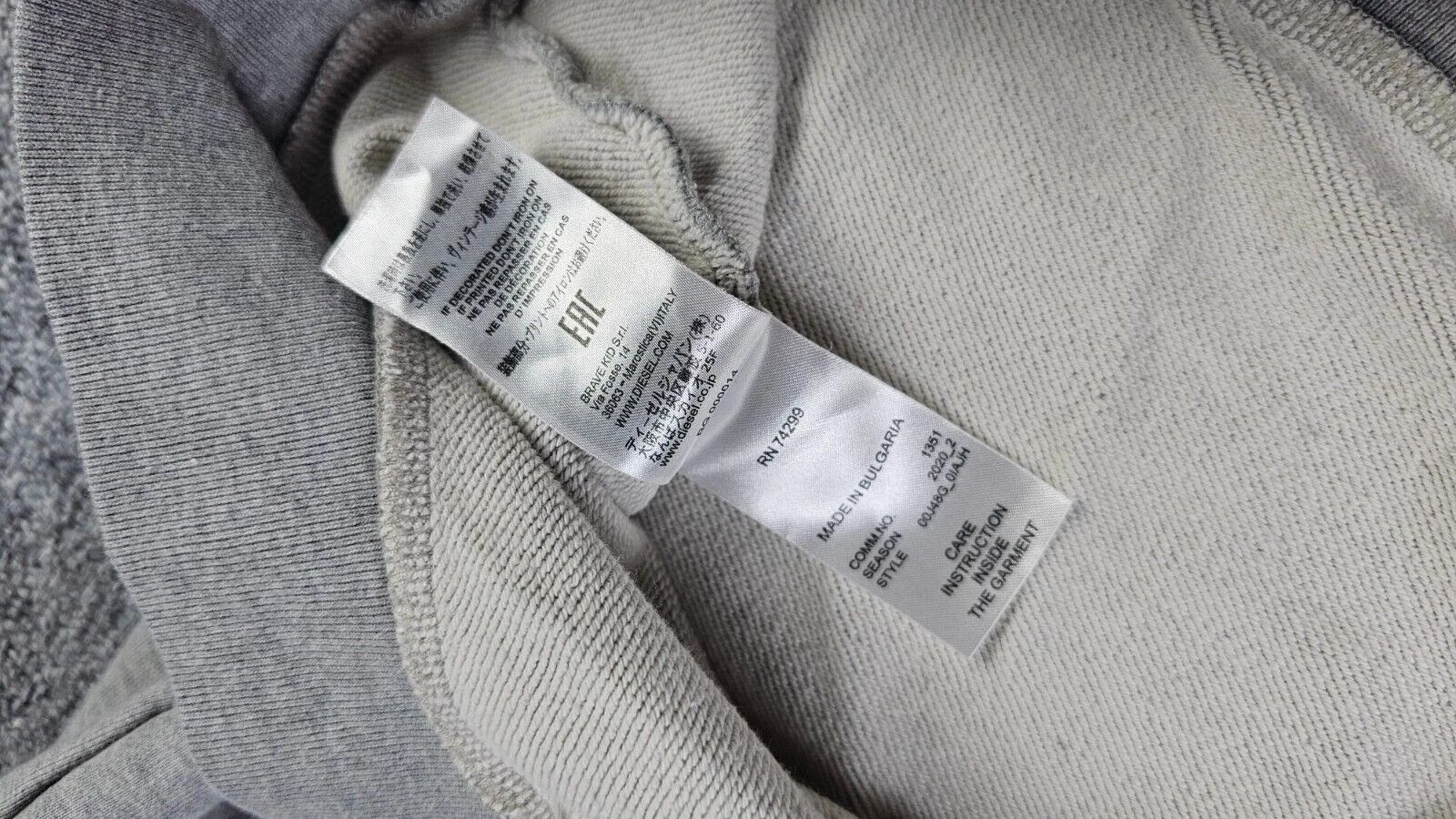 Diesel Diesel S-Ginn Denim Division Spellout Logo Hoodie Gray Men M Size US M / EU 48-50 / 2 - 9 Thumbnail