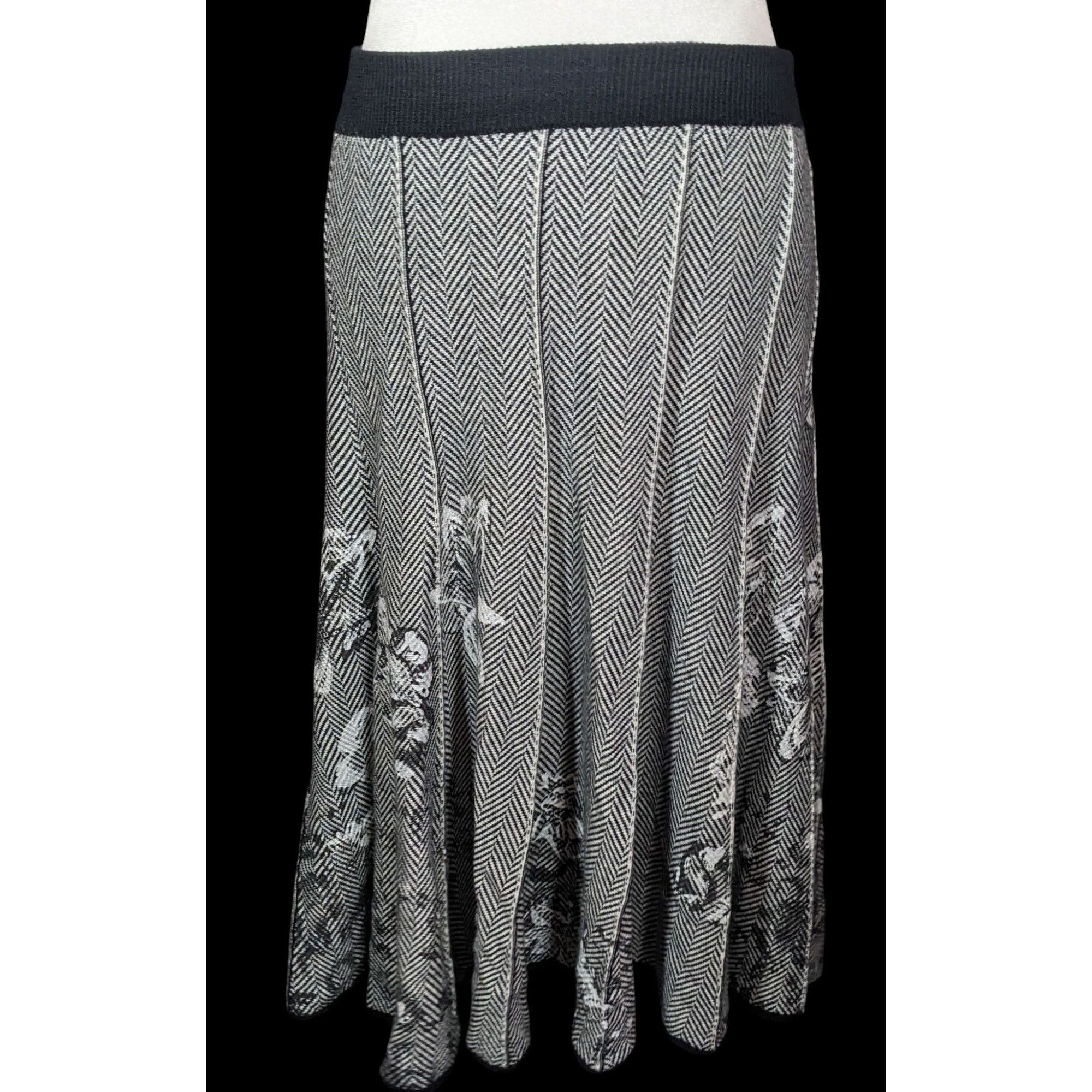 Coldwater Creek Coldwater Creek Floral Chevron Black And White Skirt Size 34" / US 12 / IT 48 - 2 Thumbnail