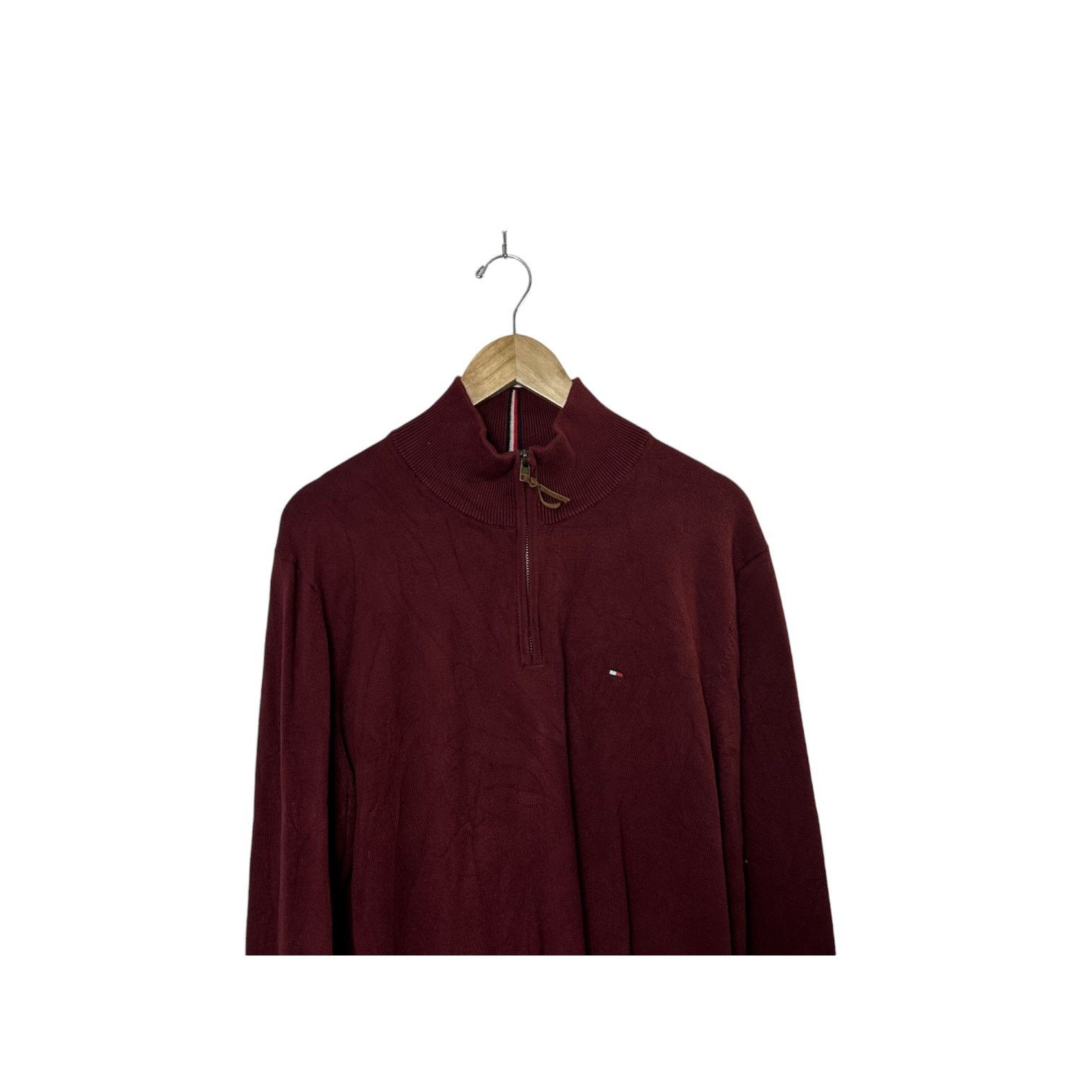 Tommy Hilfiger Tommy Hilfiger Maroon 1/4 Zip Long Sleeve Pullover Size L Size US L / EU 52-54 / 3 - 2 Thumbnail