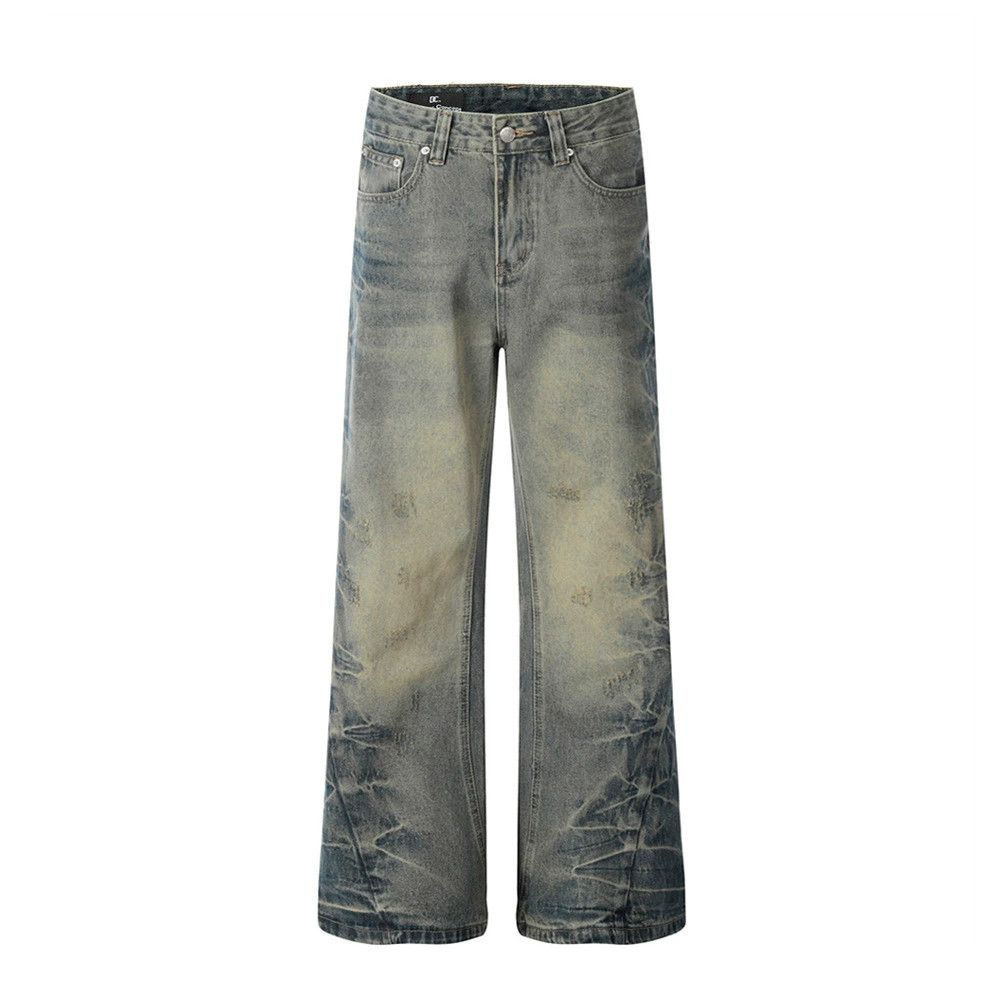 Jean Men's trendy tie-dye punk distressed flared jeans Size US 32 / EU 48 - 1 Thumbnail