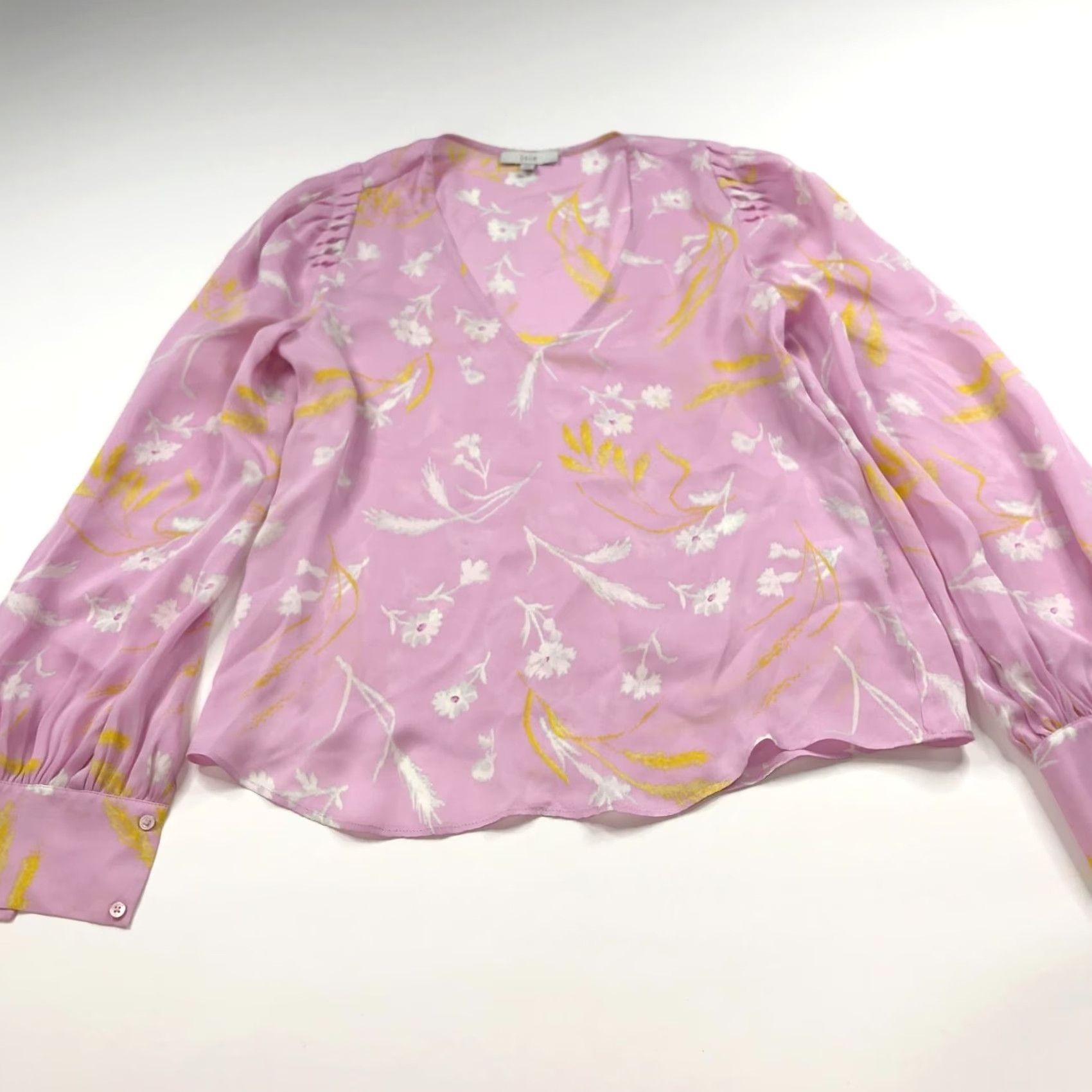 Joie Joie XS 100% Silk Womens Pullover Top Blouse All Over Print Motif Pink MINT Nike? Size XS / US 0-2 / IT 36-38 - 4 Thumbnail