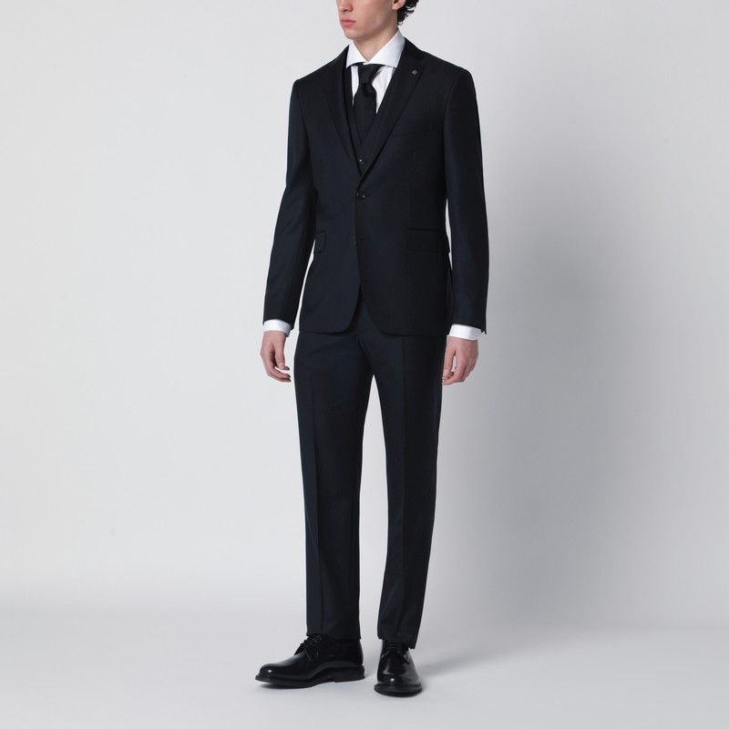 Tagliatore Tagliatore Single-Breasted Navy Blue Wool Suit Size US XXL / EU 58 / 5 - 1 Thumbnail