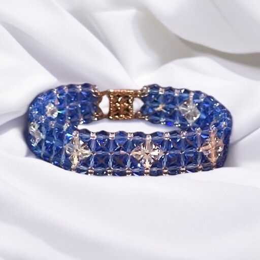 Other Blue crystal bead woven lattice bracelet Size ONE SIZE - 1 Thumbnail