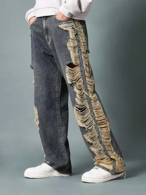 Japanese Brand Ripped Distressed Retro Jeans Loose Fit Size US 32 / EU 48 - 4 Thumbnail