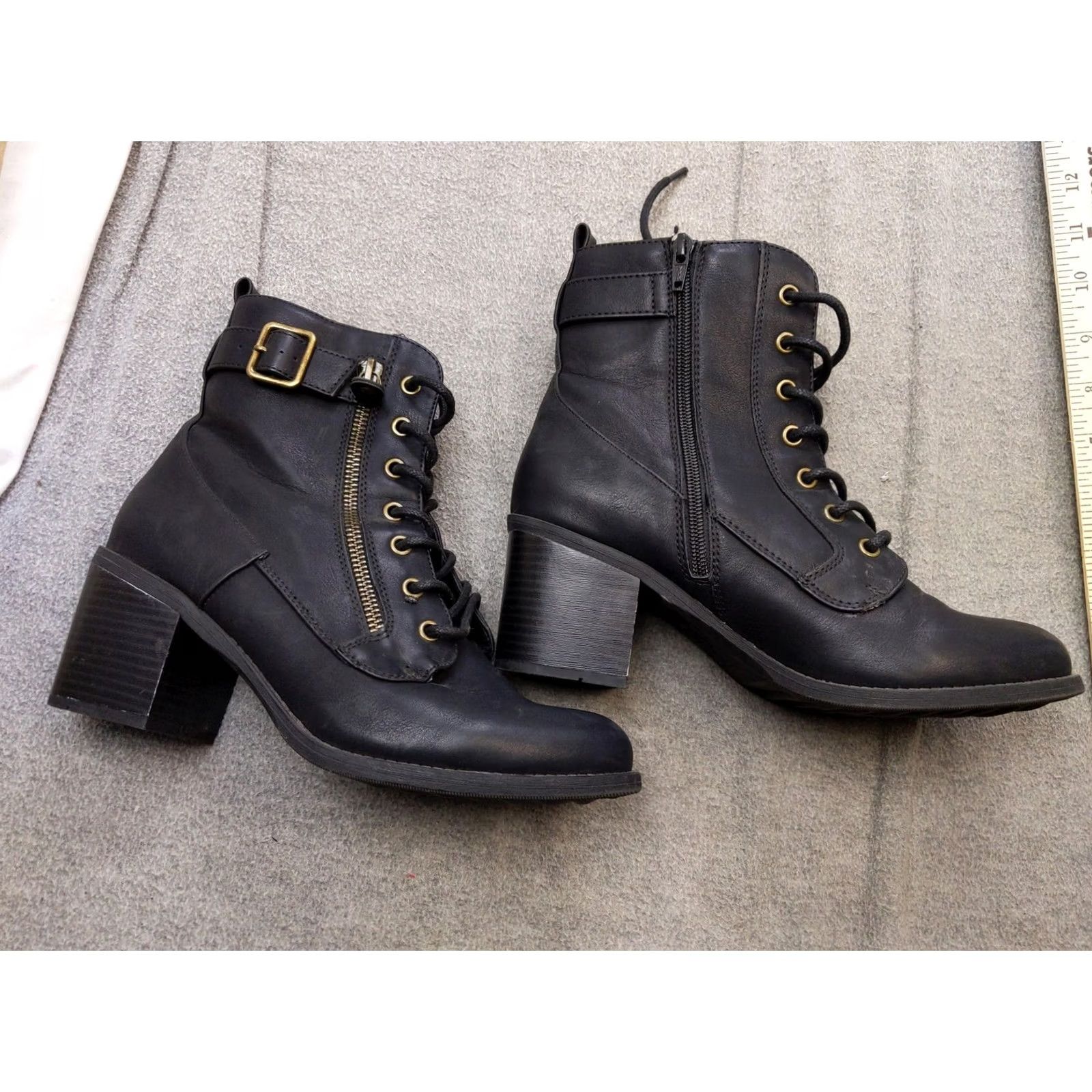 Vintage White Mountain New Delfino Boots Womens Size 9 Black Ankle Combat Buckle Size US 9 / IT 39 - 2 Thumbnail