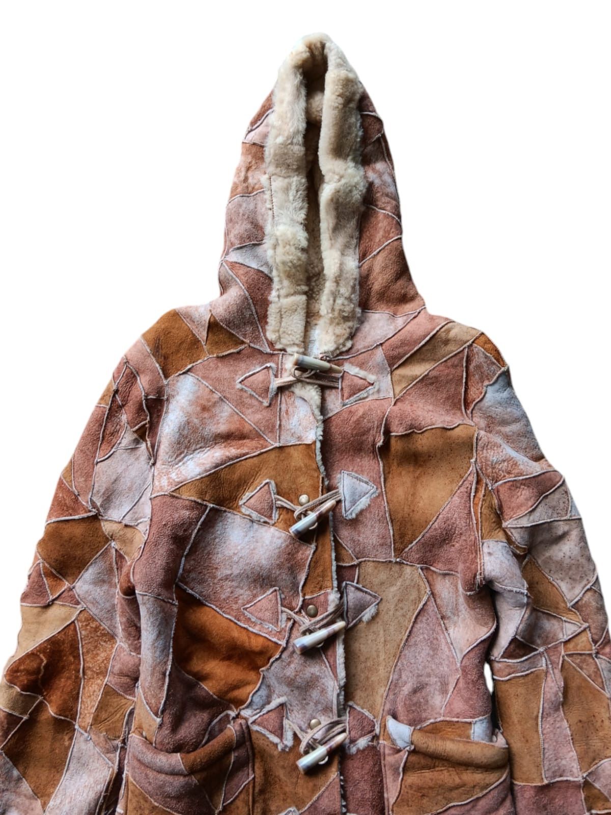 Japanese Brand Japanese peace&love patchwork sheepskin hooded jacket Size US S / EU 44-46 / 1 - 2 Thumbnail