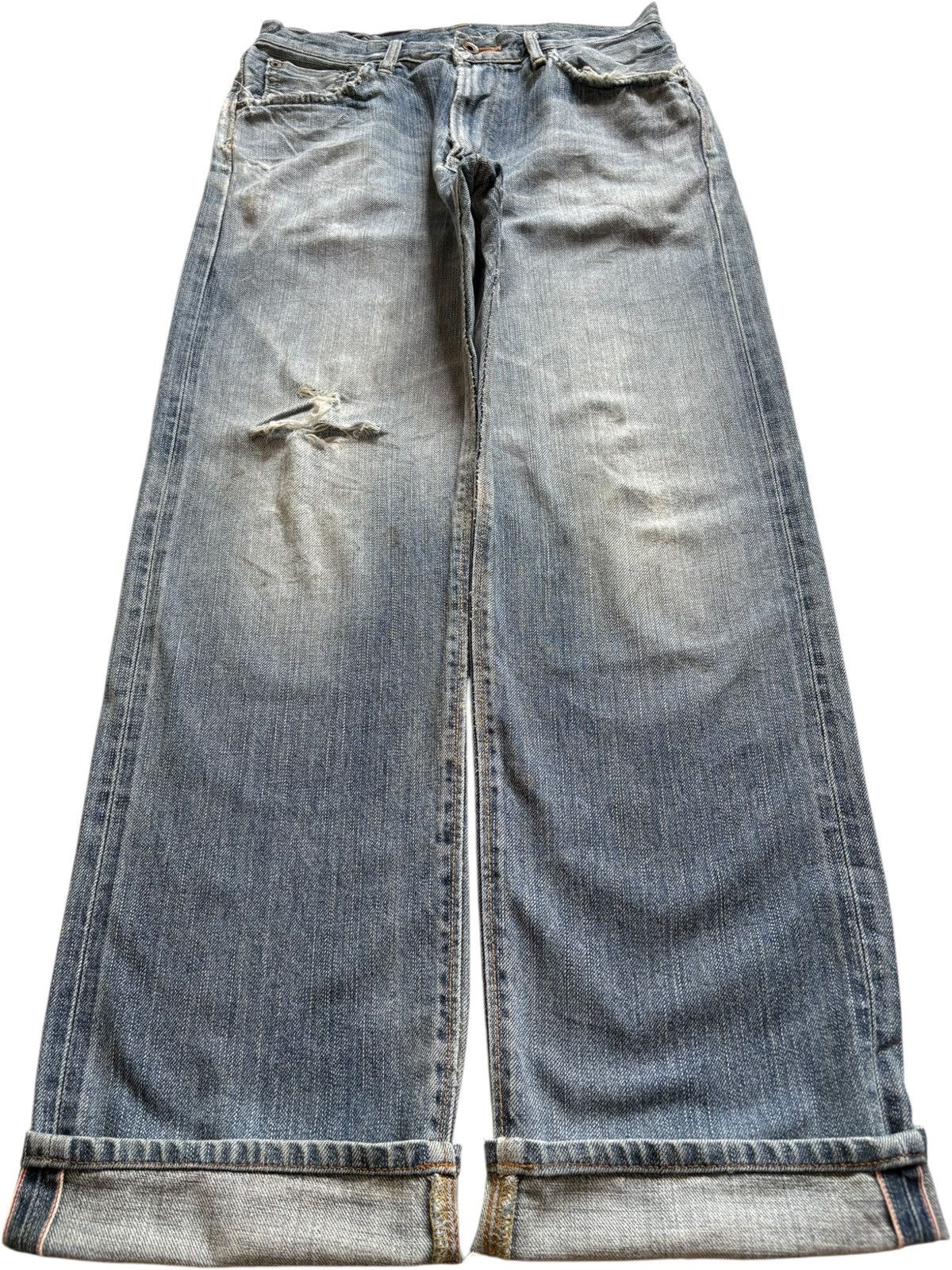 Edwin Vintage Edwin 505ZX Selvedge Mud Wash Distress Baggy Jeans Size US 30 / EU 46 - 1 Thumbnail