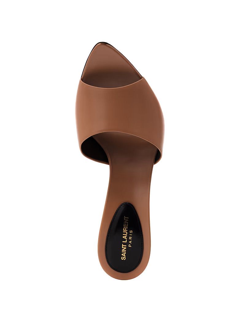 Saint Laurent Paris oc11z1225 731579 Suite Mules in Shiny Leather in Brown Size US 11.5 / IT 41.5 - 4 Thumbnail