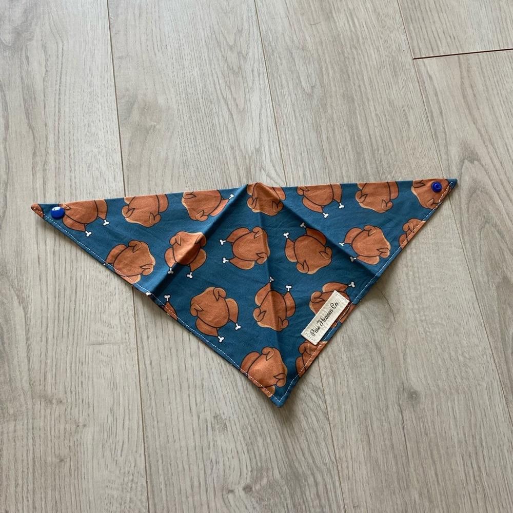 Designer Paw Heaven Co Blue Turkey Dog Bandana Size ONE SIZE - 1 Thumbnail