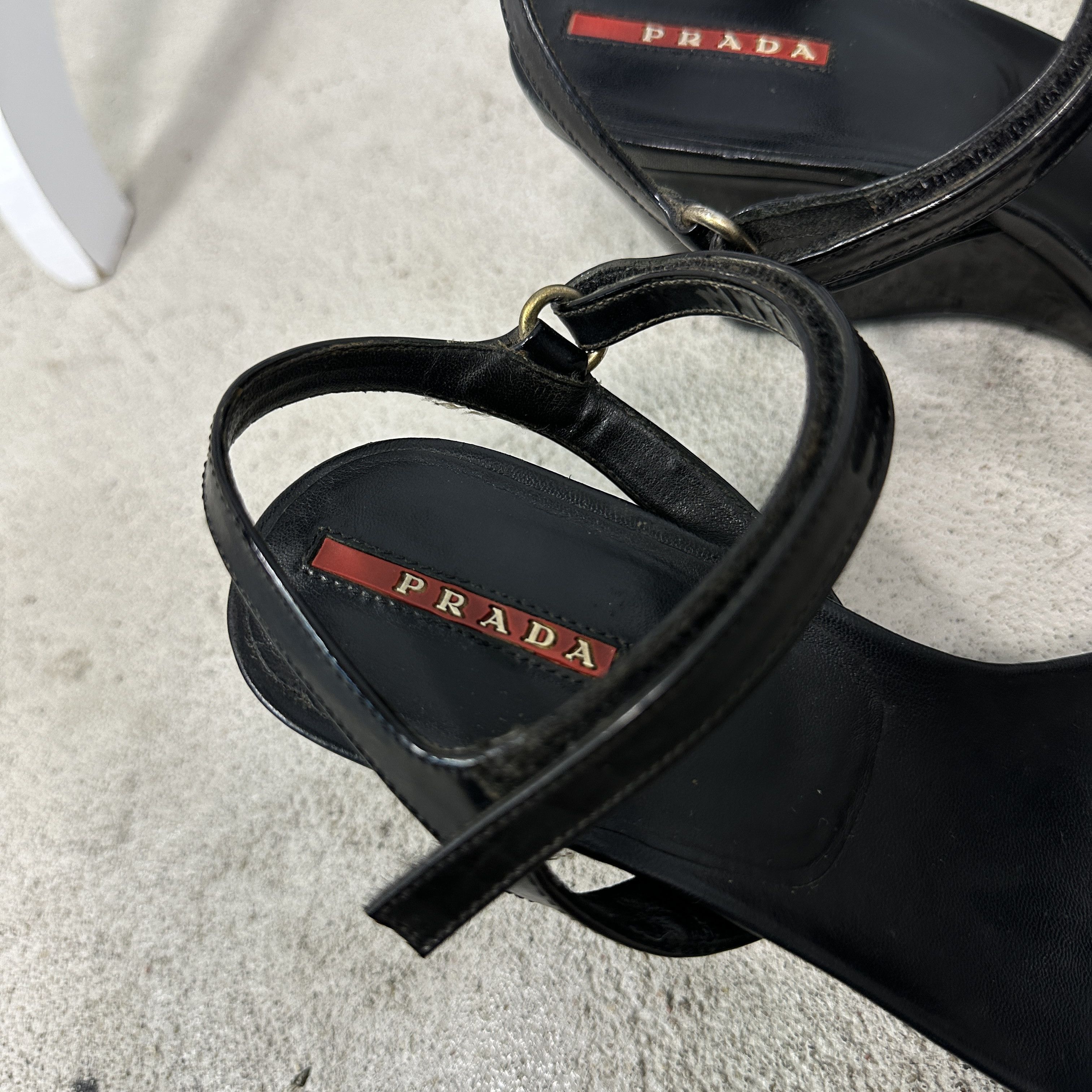 Prada Vintage Old Money Leather Platform Prada Sandals 00s Size US 8 / IT 38 - 6 Thumbnail