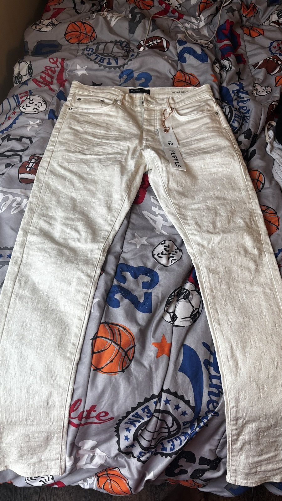Purple Brand White Jacquard Monogram Purple Jeans Size US 28 / EU 44 - 2 Thumbnail