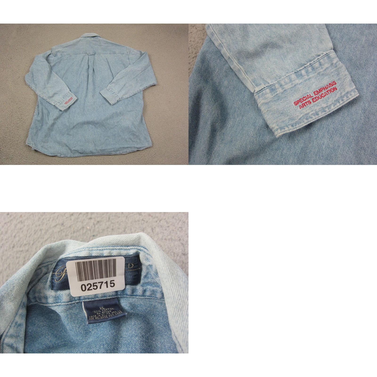 Vintage VINTAGE Pine Island International US Department of Education Shirt Mens XL Blue Denim 90s Button-Up Collared Long Sleeve 90s Mens Blue Denim Shirt XL Size US XL / EU 56 / 4 - 8 Thumbnail
