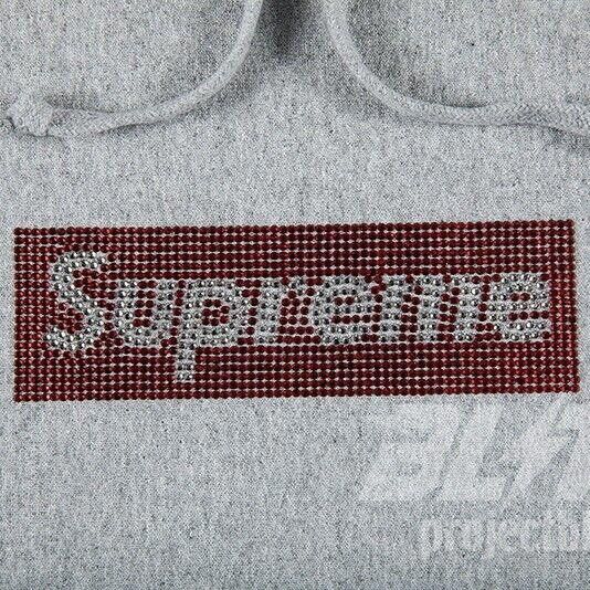 SS19 SUPREME SWAROVSKI BOX LOGO HOODED SWEATSHIRT