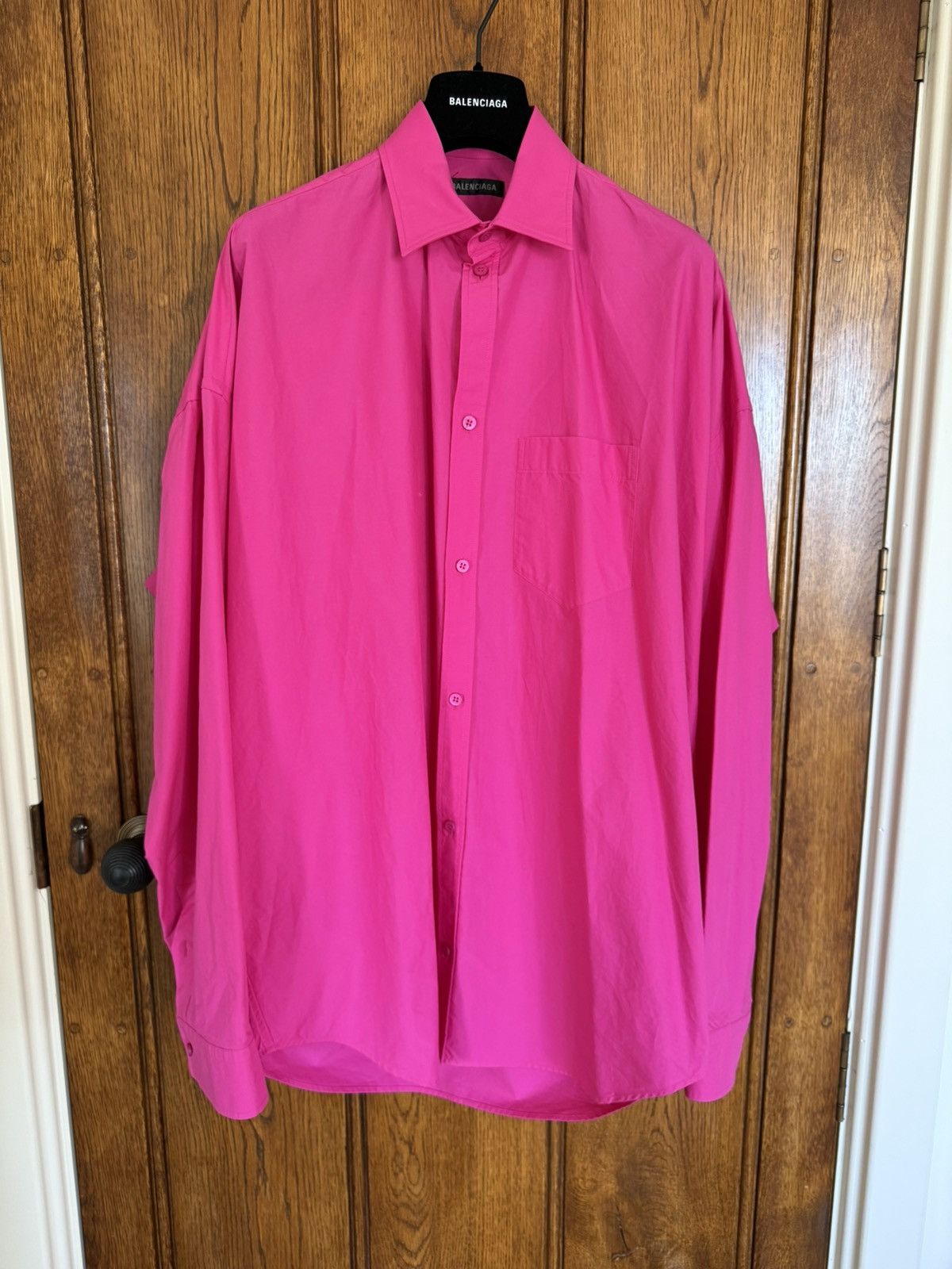 Balenciaga $1.3k FW23 Balenciaga Demna logo pink oversized shirt rare Size US L / EU 52-54 / 3 - 10 Thumbnail