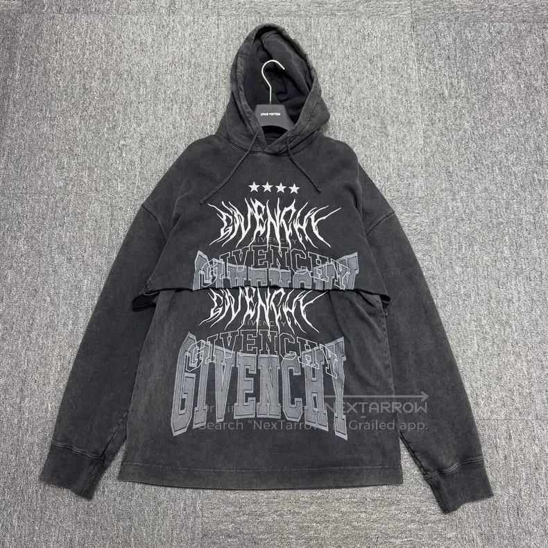 Givenchy Givenchy Runway Washed Distressed Double Layer Hoodie Size US M / EU 48-50 / 2 - 1 Thumbnail