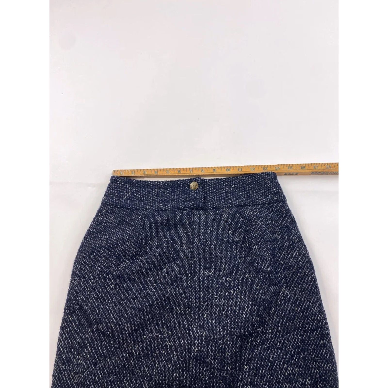 Vintage CAbi Women's Blue Tweed Pencil Skirt Size 6 Size 28" / US 6 / IT 42 - 3 Thumbnail
