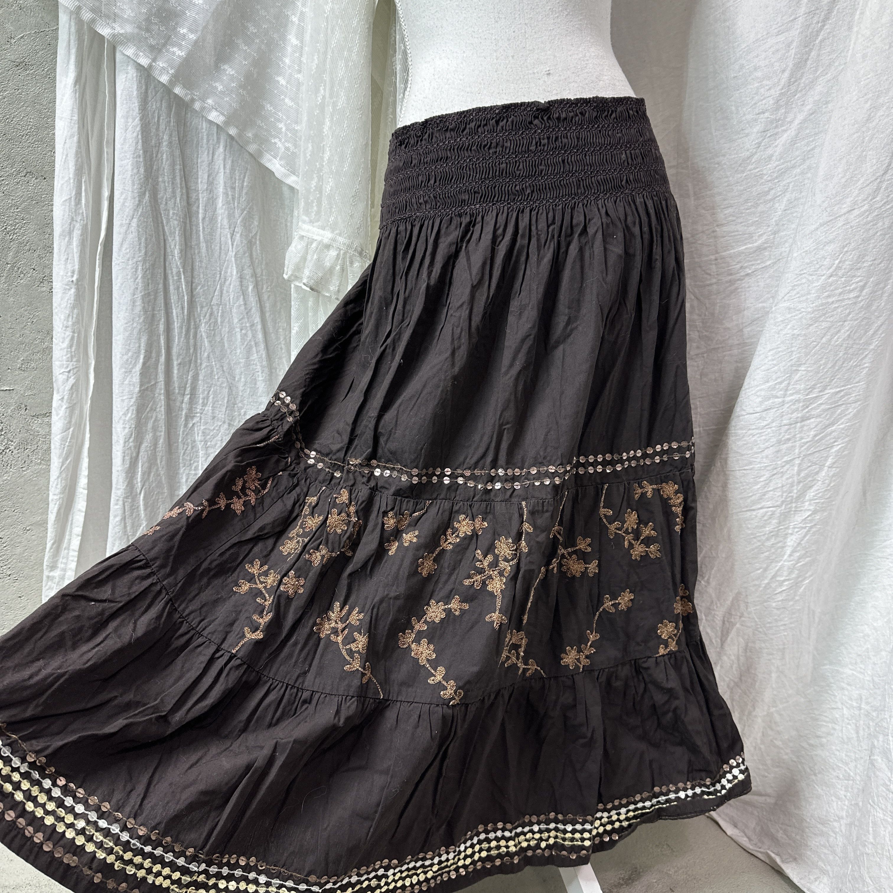 Vintage Vintage Floral Maxi Pleated Sequins Skirt Y2K Size 27" / US 4 / IT 40 - 6 Thumbnail