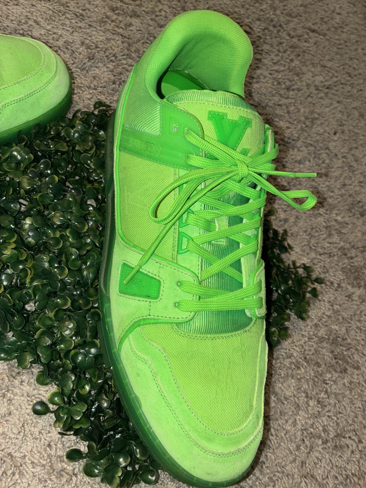 Designer × Louis Vuitton Louis Vuitton Trainer 'Fluorescent Green Monogram' Size US 13 / EU 46 - 1 Thumbnail