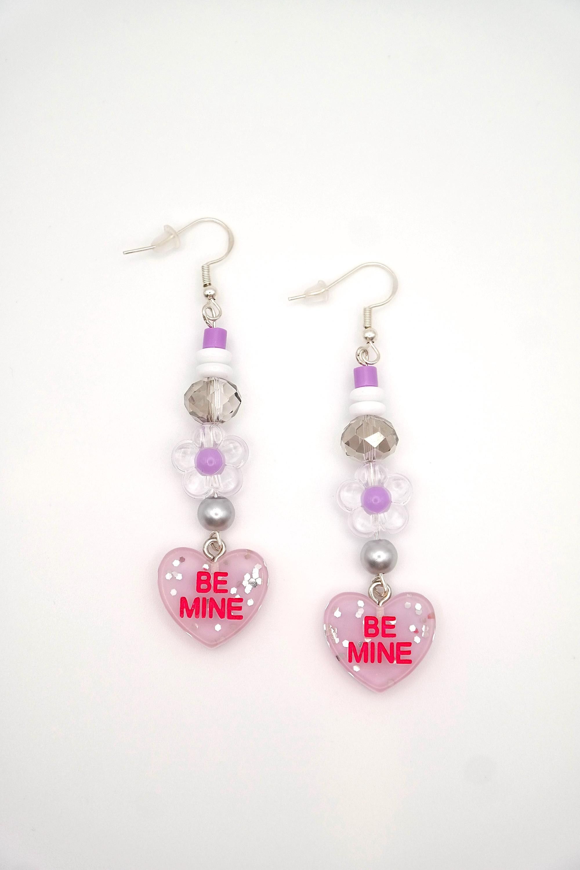 Handmade Valentine Candy Heart Earrings Size ONE SIZE - 3 Thumbnail