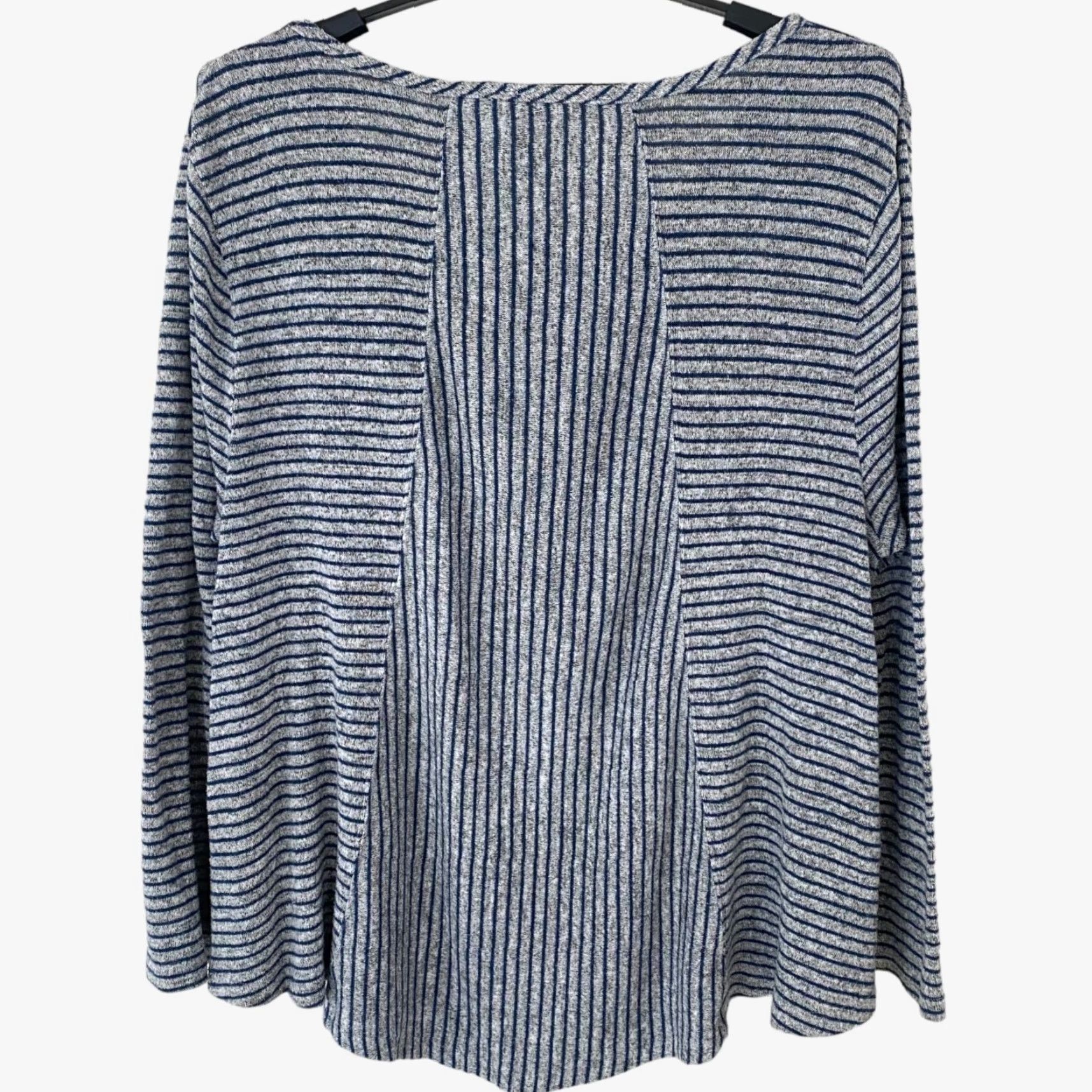 Soft Surroundings Soft Surroundings Tunic Shirt Gray Blue 1X Women Scoop-Neck 3/4 Sleeves Striped All Seasons Casual Womens Size XL / US 12-14 / IT 48-50 - 3 Thumbnail