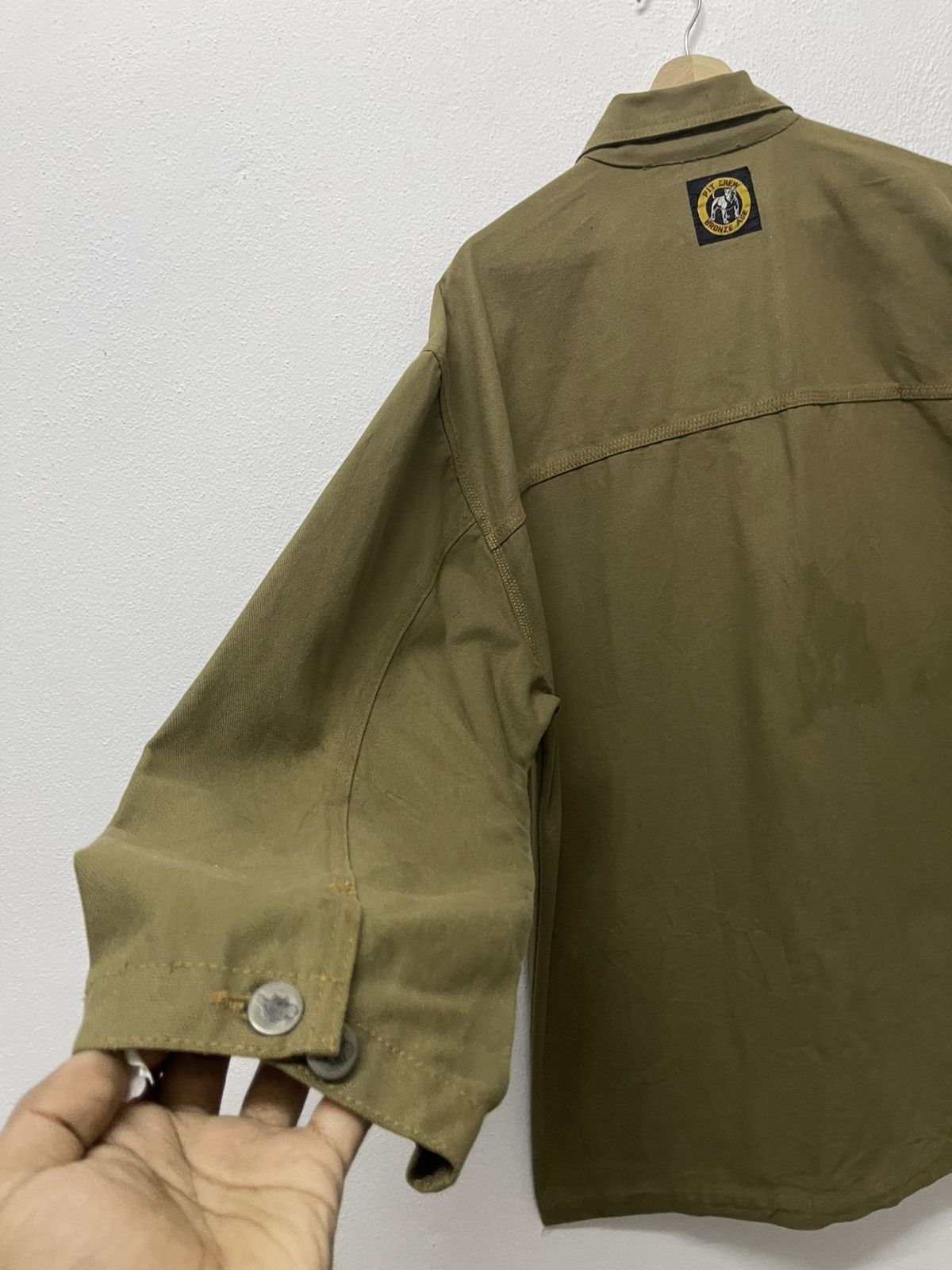Vintage 1990s BRONZE AGE PIT CREW MOSS GREEN CANVAS CORE JACKET RARE Size US XXL / EU 58 / 5 - 18 Thumbnail