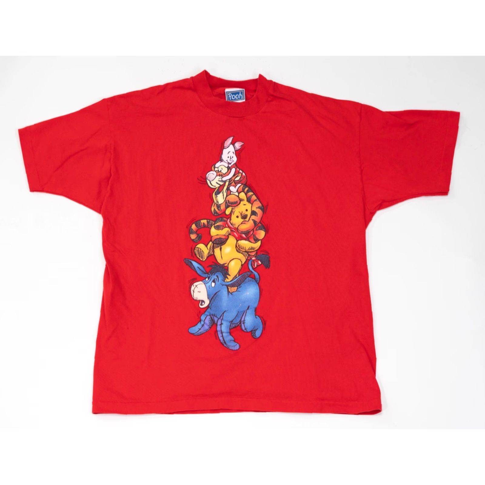 Disney VINTAGE Disney Tee Hundred Acre Friends L T-Shirt 90s Winnie the Pooh Tigger Piglet Gray Red Crew Neck Mens L Size US L / EU 52-54 / 3 - 2 Thumbnail