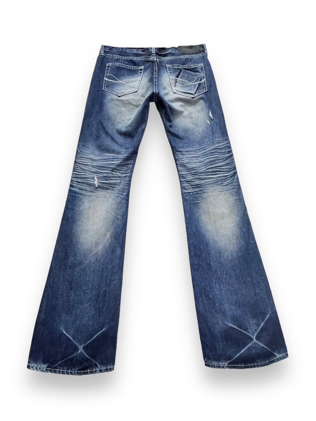 Blue Blue Japan FLARE🔥Vintage CAVARIA PUNK Studded Distressed Blue Denim Size US 32 / EU 48 - 5 Thumbnail