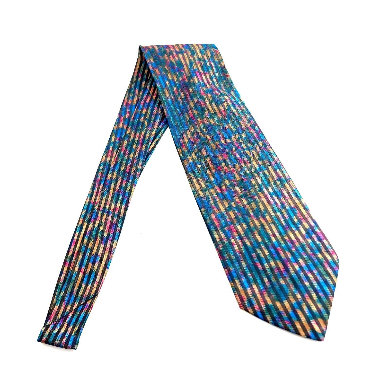 Bachrach Bachrach Woven Multi-Colored Striped Short Wide Silk Tie Size ONE SIZE - 6 Thumbnail