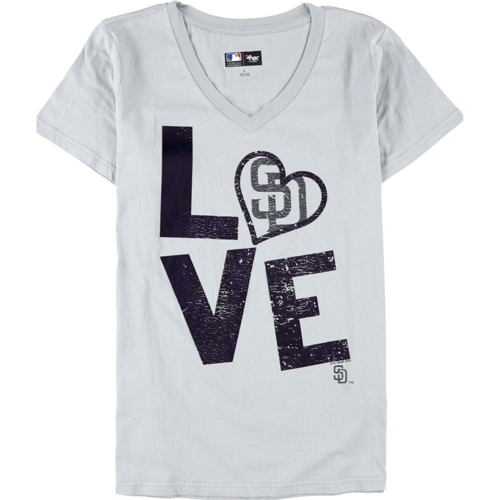 G-III G-III Sports Womens San Diego Padres Graphic T-Shirt, 2XL, Grey, SD Padres, Graphic Tee, Shirt, Womens Size XXL / US 16-18 / IT 52-54 - 2 Thumbnail