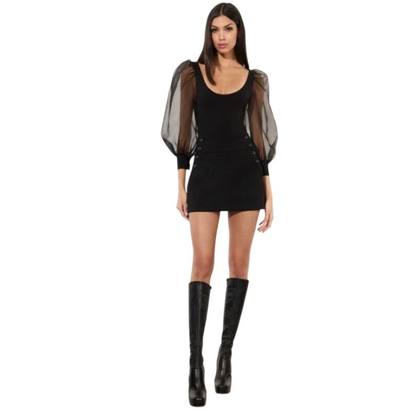 Alice + Olivia ALICE + OLIVIA | Abella Puff Sleeve Bodycon Knit Dress | XS Size XS / US 0-2 / IT 36-38 - 1 Thumbnail